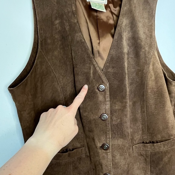 Vintage LL Bean Boho Chic Suede Vest Stagecoach Western Festival Top Womens Sz L - Picture 11 of 13